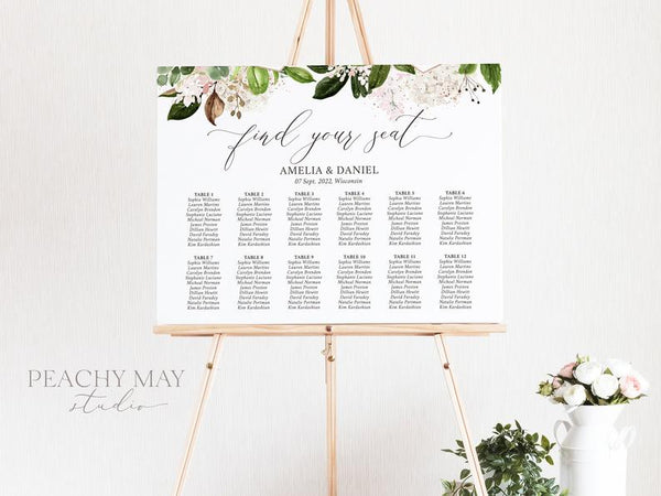 Rustic Wedding Seating Chart Template, Find Your Seat Sign, Editable  Template, Table Chart Template, DIY Seating Chart, Table Plan Printable 