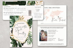 Tropical Passport Wedding Invitation Template Suite