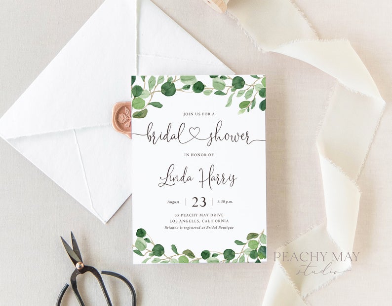 Eucalyptus Bridal Shower Instant Download Template 033