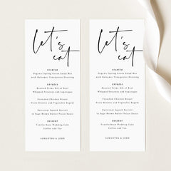 Modern Let's Eat Minimalist Wedding Menu Template 1