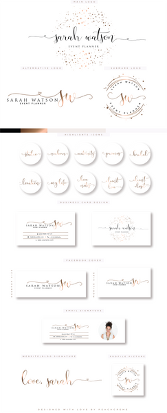 Branding Kit, Rose Gold Confetti Logo Design, Circle Watermark Logo ...